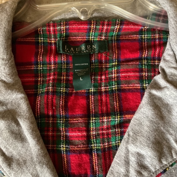 RALPH LAUREN Cotton Light Grey Long Sleeve Pajamas Woman Set Size US L - Picture 7 of 10